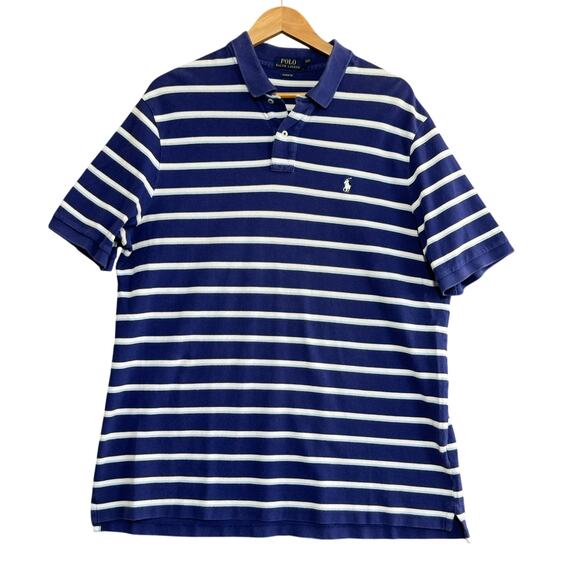 Polo Ralph Lauren Other - Polo Ralph‎ Lauren Mens Blue Striped Collared Short Sleeve Polo Shirt Size XL